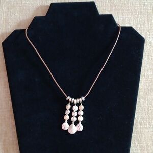 Liz Claiborne Rawhide Gold Silver Tone Dangle Necklace